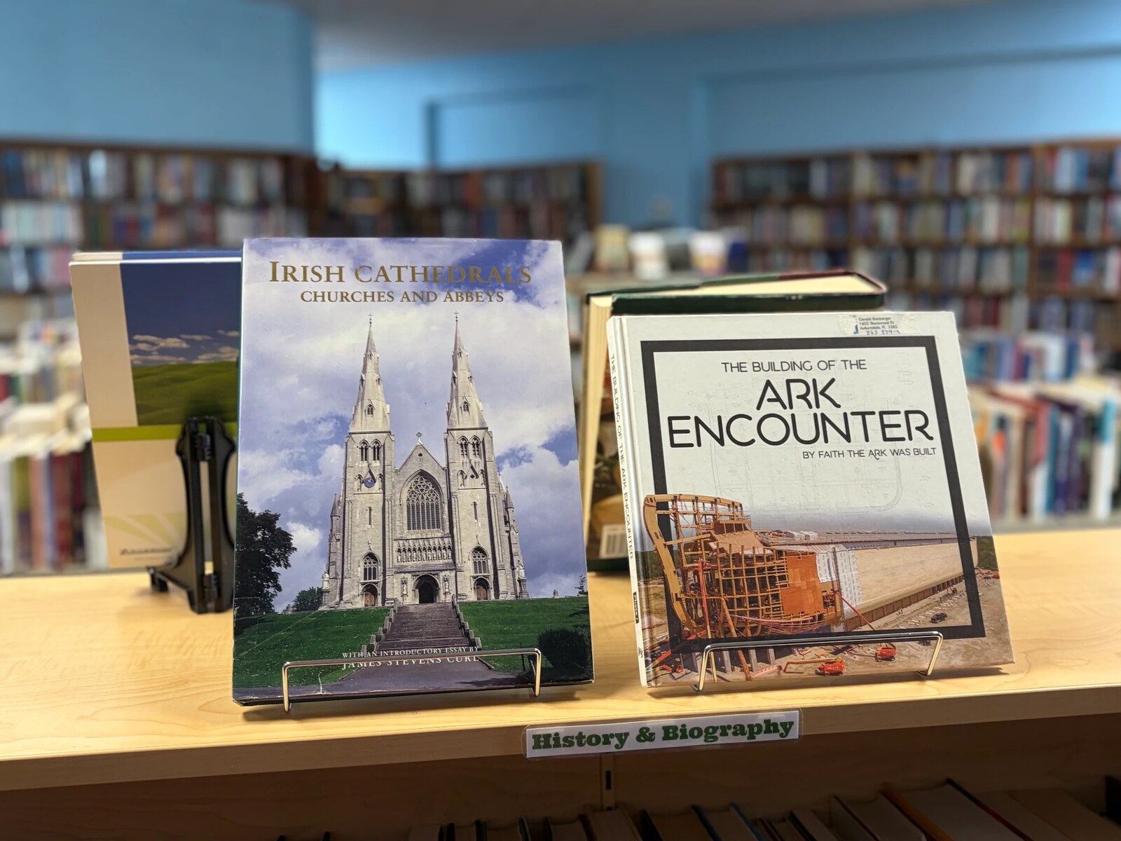 History and biography titles displayed on a shelf