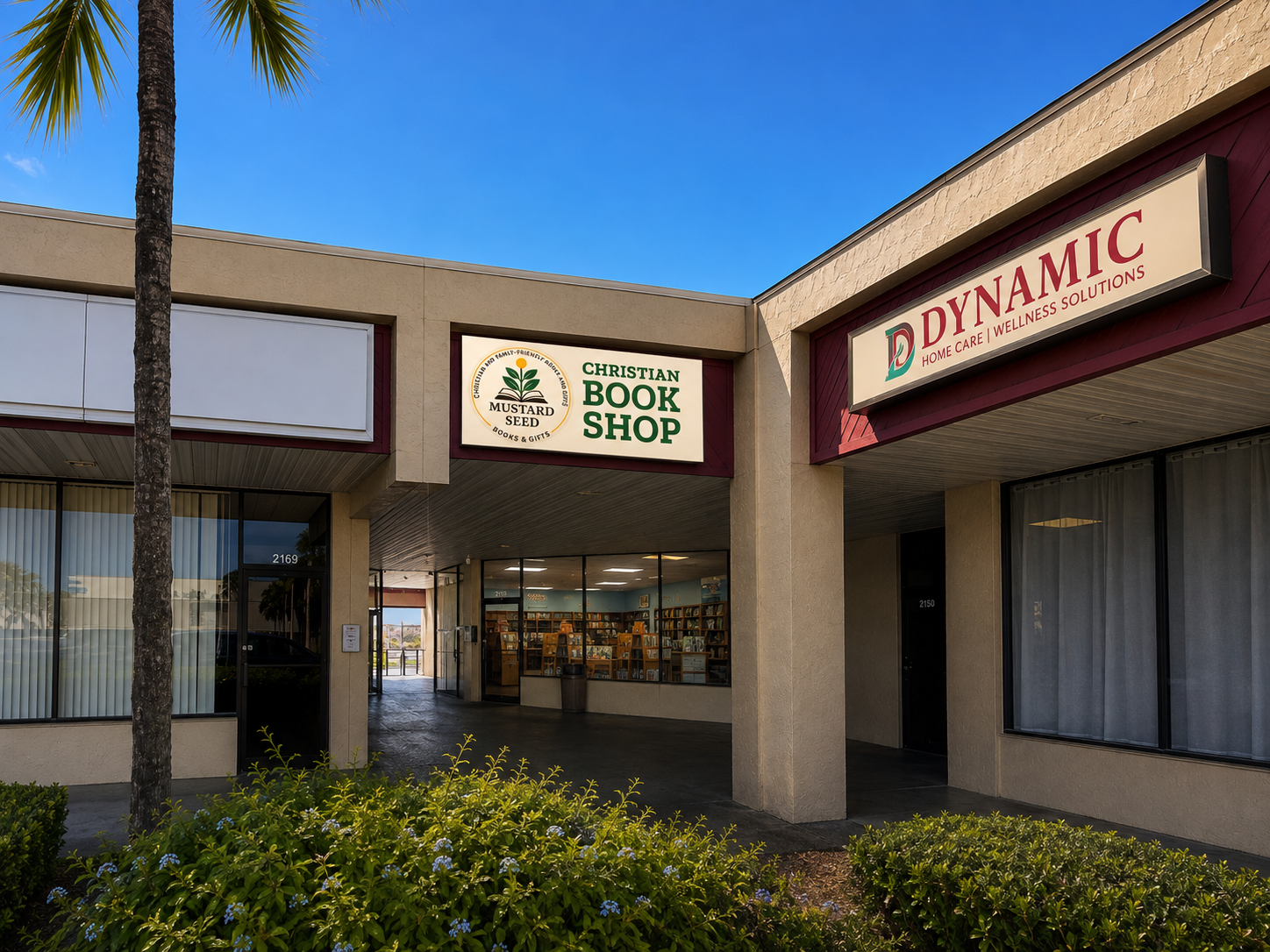 Mustard Seed Christian Book Shop storefront sign at 2151 S. Combee Rd, Lakeland