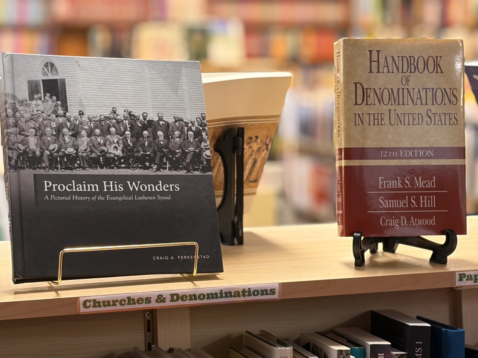 Churches and denominations titles on a shelf